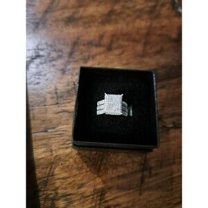 Womens 14K White Gold Over Solid Sterling Silver 3/5 CTW Diamonds Size 7 Designe